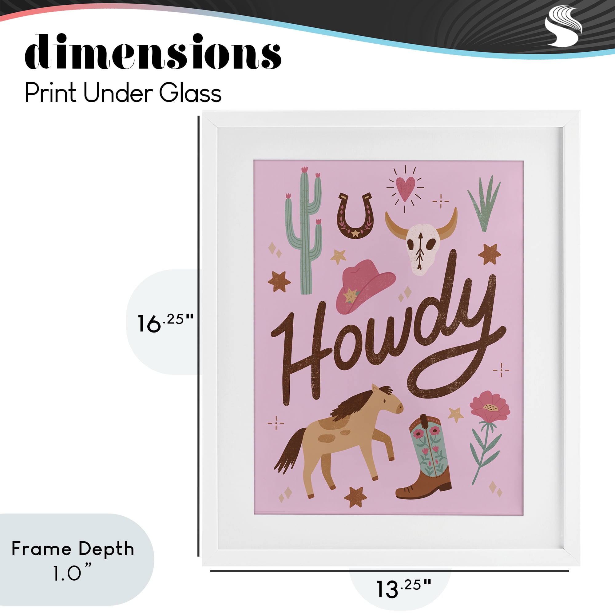 Stupell Industries Western Boho Girl Howdy White Framed Print Under Glass, design by Nina Seven