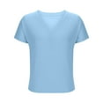 thumbnail image 5 of Yghzkop Women's Casual V-Neck Drop Shoulder Short Sleeve Blouse Solid Color Summer Tops Loose Fit T-Shirt Tee Ladies Shirt Basic Stretch Soft Comfortable Daily Wear Fashion Tunic, 5 of 7