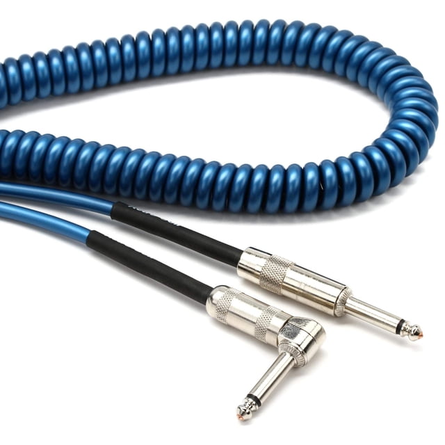 Lava Cable Retro Coil Instrument Cable Metallic Blue, 20 Feet Angled-Straight