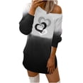 thumbnail image 2 of pstuiky Robes pour Filles, Femmes Robe Décontractée d'Automne à Épaules Dénudées Imprimée de la Saint-Valentin à Manches Longues avec Tournesol, Robes de Fête en Liquidation, 2 of 5