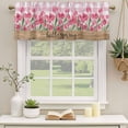 thumbnail image 2 of 2 Pack Pink Tulip Flower Valance for Window Hello Spring Floral Buffalo Plaid Wood Kitchen Valance Rod Pocket Short Curtain Topper Decorative Window Treatment for Living Room Bedroom 42"x12", 2 of 9