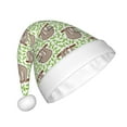 thumbnail image 2 of KLL Christmas Hats for Adults Plush Cute Animal Sloth On A Branch Print Santa Hat Xmas Fluffy Santa Claus Hat for Women Men, 2 of 6