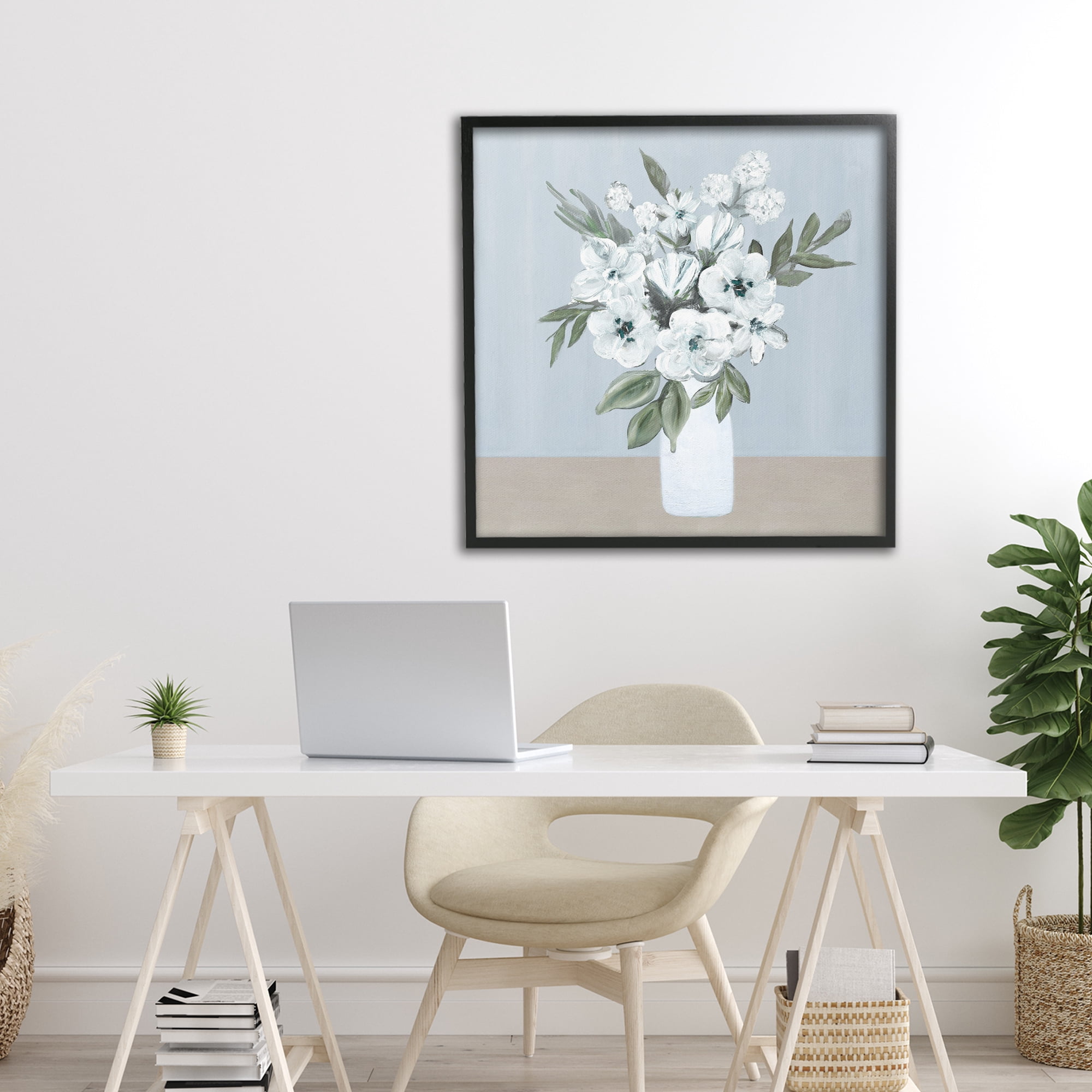 Stupell Industries Cerulean & White Blooms Black Framed Giclee Art, design by Marilyn Dunlap