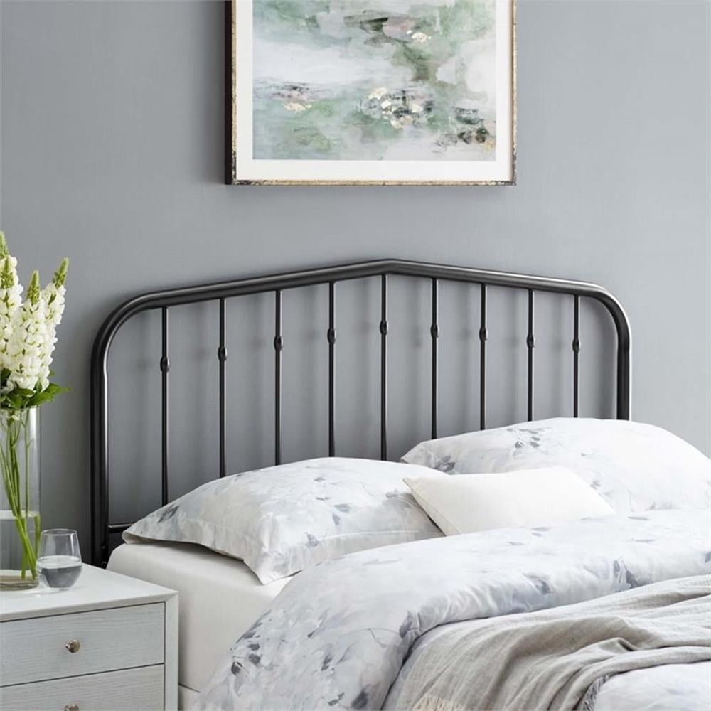 Pemberly Row Contemporary Modern Twin Metal Spindle Headboard in Black
