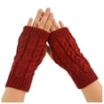thumbnail image 2 of Dyfzdhu Women Winter Fingerless Knitted Stretch Keep Warm Riding Gloves, 2 of 4
