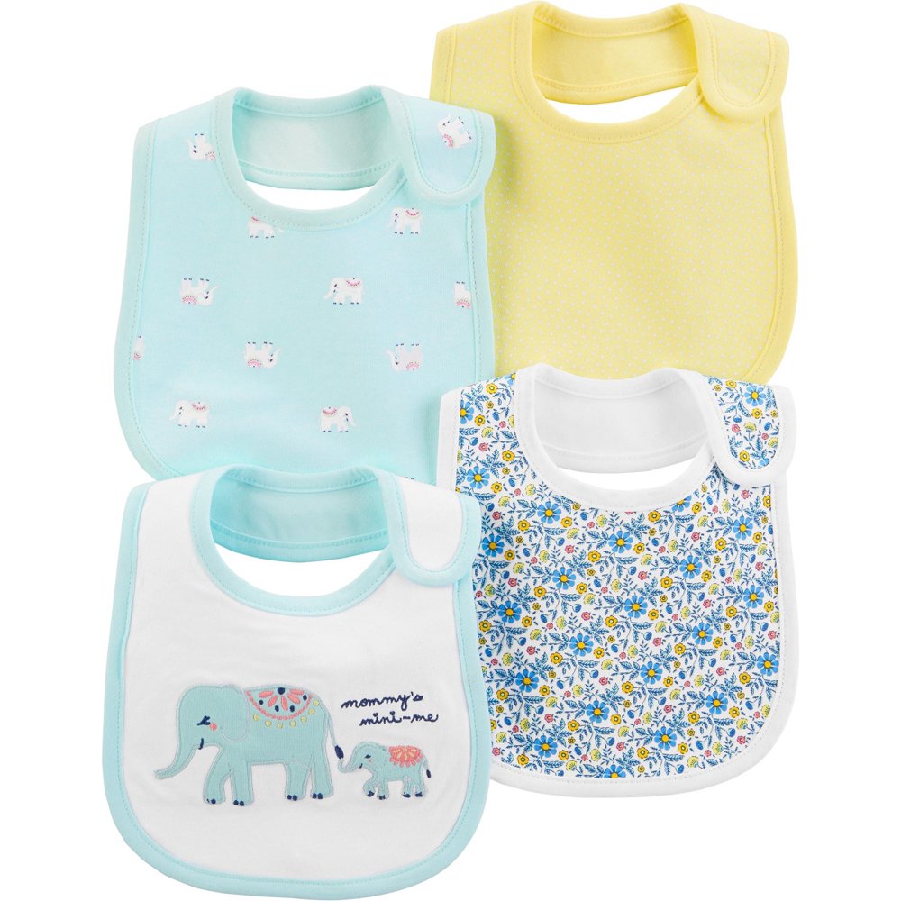 Carter's Baby Girls' 4 Pack Water Resistant Bibs, Mommy's Mini Me