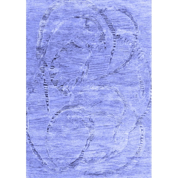 Ahgly Company Machine Washable Indoor Rectangle Abstract Blue Contemporary Area Rugs, 5' x 7'
