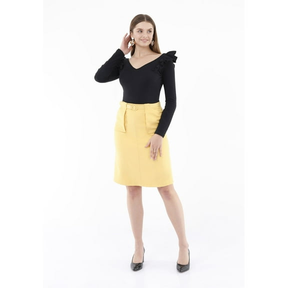 Women’s Comfy High Waist Yellow Pencil Skirt