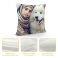 thumbnail image 4 of Autua Samoyed Dog Girl Bonding Graphic Decorative Throw Pillow Cover for Home Couch Living Room Bed Sofa Soft and Durable All Year Round Use 1PC 24x24in, 4 of 5