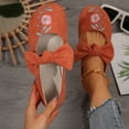 thumbnail image 5 of Bownot Mary Jane Sneakers for Women, Women's Bownot Ankle Straps Flats Shoes, Flat Shoes Dressy Ballet Flats With Stretch Ankle Straps Square Toe Slip On Walking Shoes Yoga Flat Shoes, Orange 7, 5 of 9