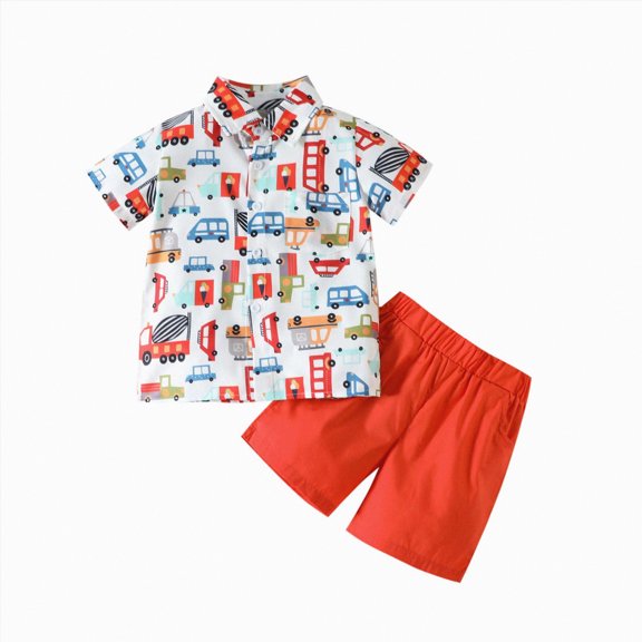 Baby Clothes Boy Kids Summer Cotton Button Printed Short Sleeve Basketball 18-24 Months 2t 3t 4t 5t 6t Toddler Sweat Outfit T-shirt Tops Shorts Outfits School Wear 2PCS