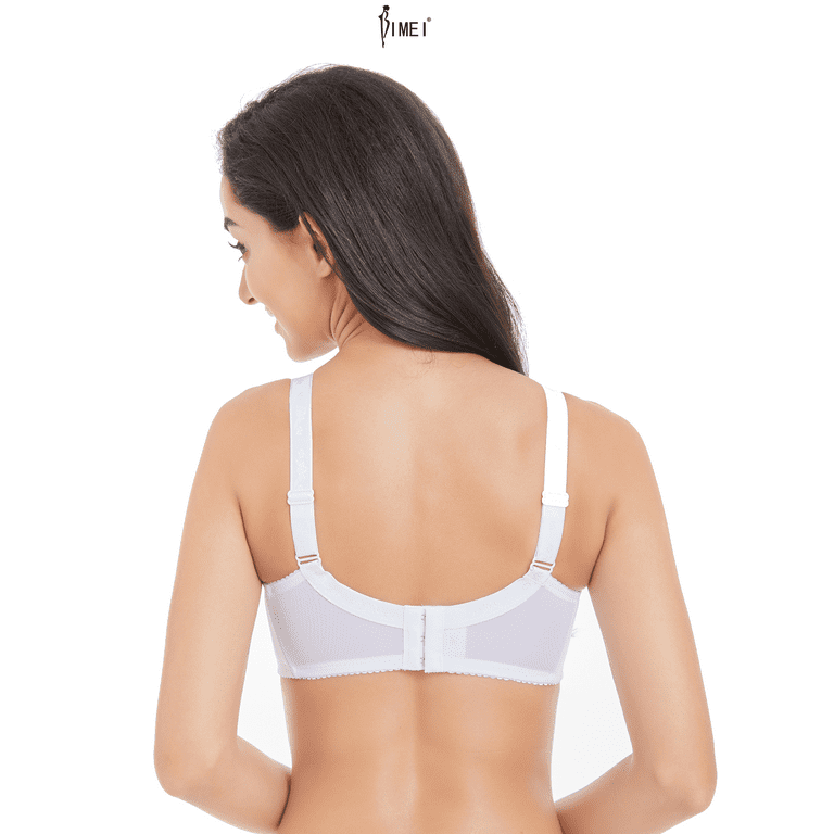 BIMEI Mastectomy Bra with Pockets for Breast Prosthesis Women Wirefree  Everyday Bra plus size 8103,White, 36C