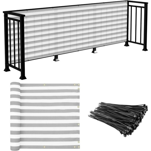 GFDYREE Lever de Soleil Écran de Clôture d'Intimité 35 Pouces x 15 Pieds en Maille pour Balcon Porche Terrasse Protection Extérieure Filet de Protection pour Clôture Terrasse Piscine Rampes de Cour Balcon-Gris/blanc-200 G/m2-Personnalisé