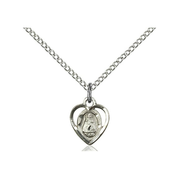 Sterling Silver Infant Pendant 3/8 x 1/4 inches with Sterling Silver Lite Curb Chain