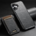 thumbnail image 6 of ELEHOLD for iPhone 16 Plus Case, Compatible with Mag Safe Accessory, 2 in 1 Detachable Magnetic Card Holder Faux Leather Men Women Kickstand Wallet Case for iPhone 16 Plus ,Black, 6 of 7