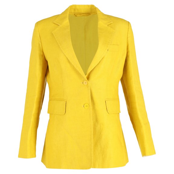Pre-Owned Max Mara Darsena Single-Breasted Jacket in Yellow Linen