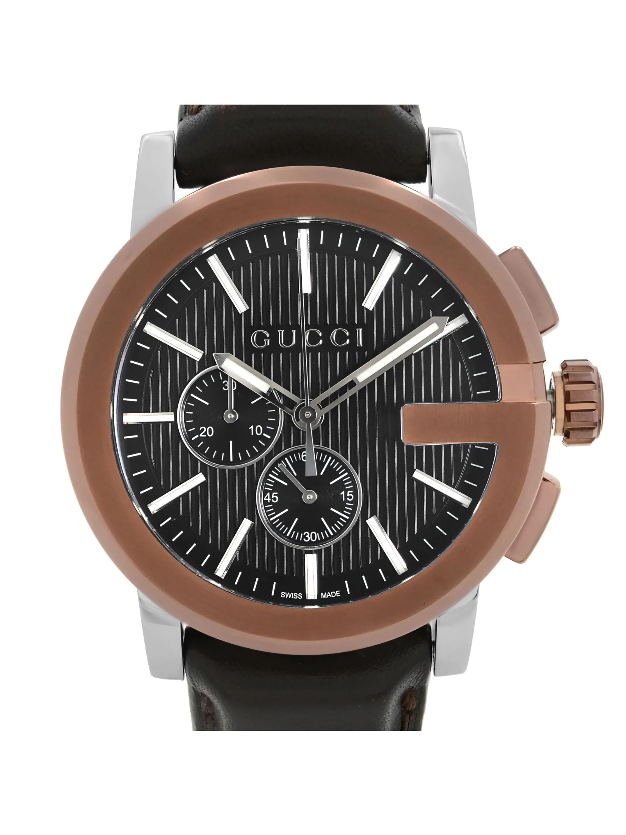 Gucci G-Chrono XL Steel Chronograph Black Dial Quartz Men Watch