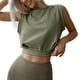 thumbnail image 1 of Camiseta sin mangas con cuello redondo para mujer, camisa corta sin mangas, holgada, informal, elegante, de Color puro, para fiesta de citas, verde oliva L, 1 of 4