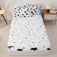 thumbnail image 4 of Manfei Cartoon Stars Zipper Twin Comforter Sets with Fitted Sheet and 2 Pillowcases,Kawaii Polka Dot Zipper Bedding Set,White Black,Colorful Stars Reversible,4pcs, 4 of 8