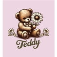 thumbnail image 5 of Teddy Bear With Daisy Women's Pink Crew Neck Short Sleeve Crop Tee-Medium, 5 of 5