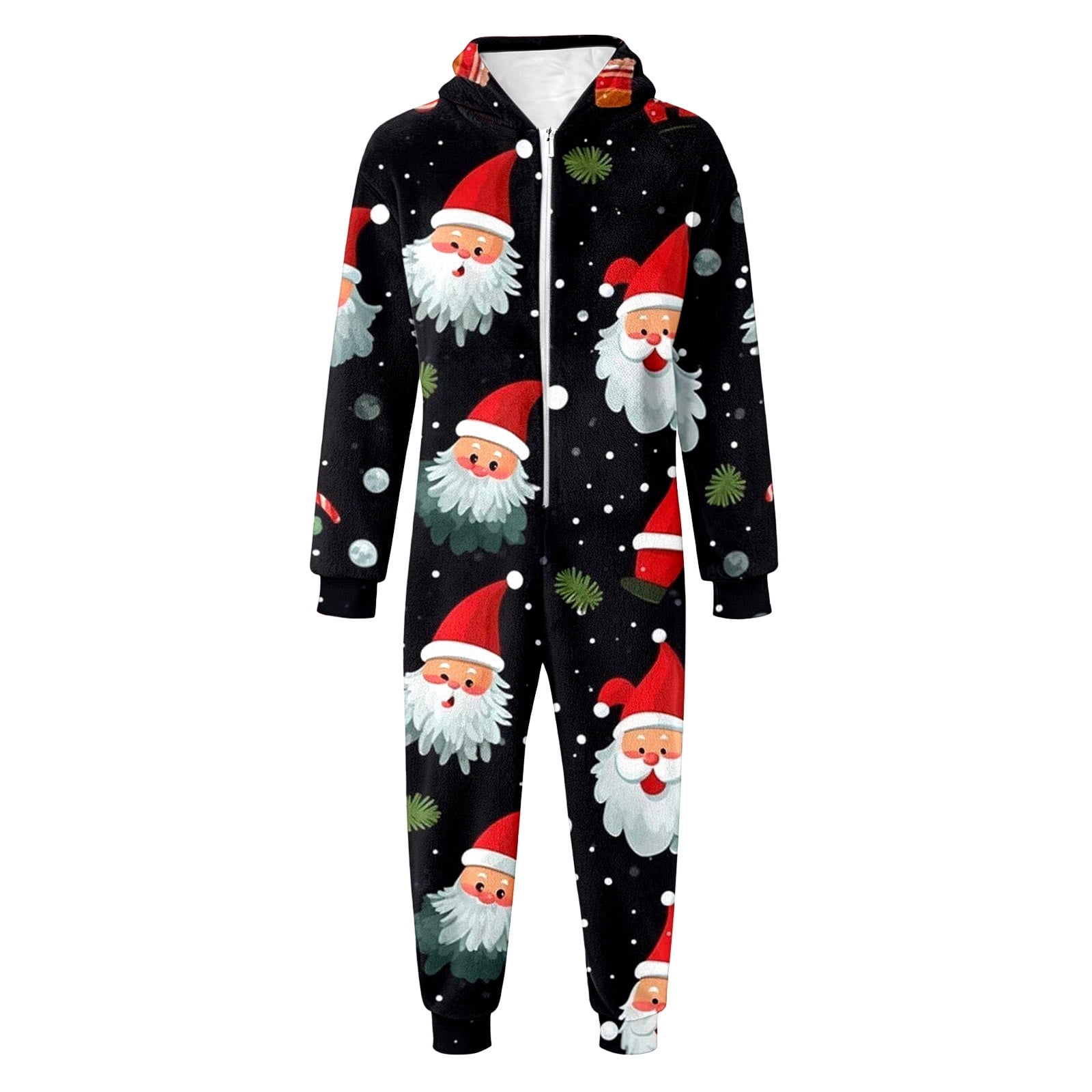 XDZJLR Flannel Christmas Onesie Pajamas For Kids Boys Girls Xmas Cozy Fleece Print Jumpsuit Hooded Romper Winter Holiday Outfit Soft Thermal Loungewear Toddler Kid Sleepwear Black 4-5 Years