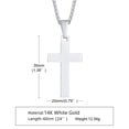 thumbnail image 2 of Lordluxury Cross Necklaces for Men Male Gifts Jewelry, Anti Allergy 14K White Gold Plain Cross Pendant with Rope Chain B228, 2 of 6