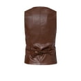 thumbnail image 4 of ZCFZJW Men's Leather Vest Casual Western Vest Jacket Lightweight Single-breasted V-Neck Slim Fit Suit Vest Waistcoat with Pocket #02-Coffee S, 4 of 9