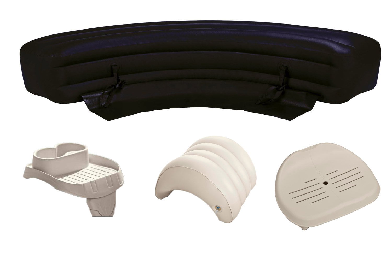 Intex PureSpa Hot Tub Accessories Package Headrest, Bench, Seat, and Cupholder by