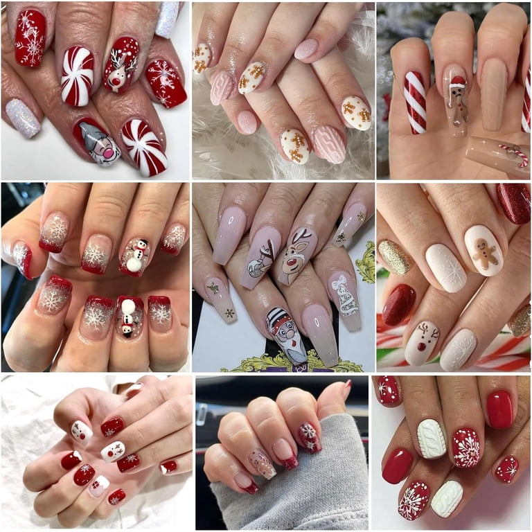 5D Nail Art Stickers Decals Embossed Christmas Snowman Santa Claus Snowflakes K5