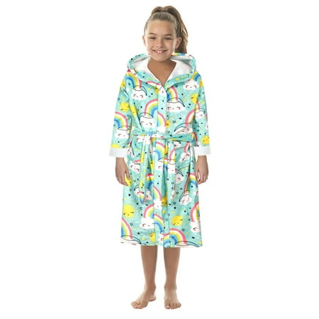 

Teen Kids Boys Girls Hooded Warm Flannel Towel Robe Bathrobe Soft Pajamas Sleepwear