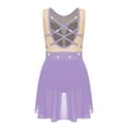 thumbnail image 4 of Alvivi Kids Girls Sparkly Ballet  Lyrical Dance Leotards Crisscross Sheer Mesh Ice Skating Dress Light Purple 6, 4 of 7