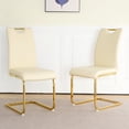 thumbnail image 2 of Set of 2 Modern Dining Chairs with Faux Leather Padded Seat and Golden Metal Legs, Upholstered Dining Living Room Chairs with Non-slip Pads for Kitchen, Living, Bedroom and Dining Room, Cream, 2 of 9