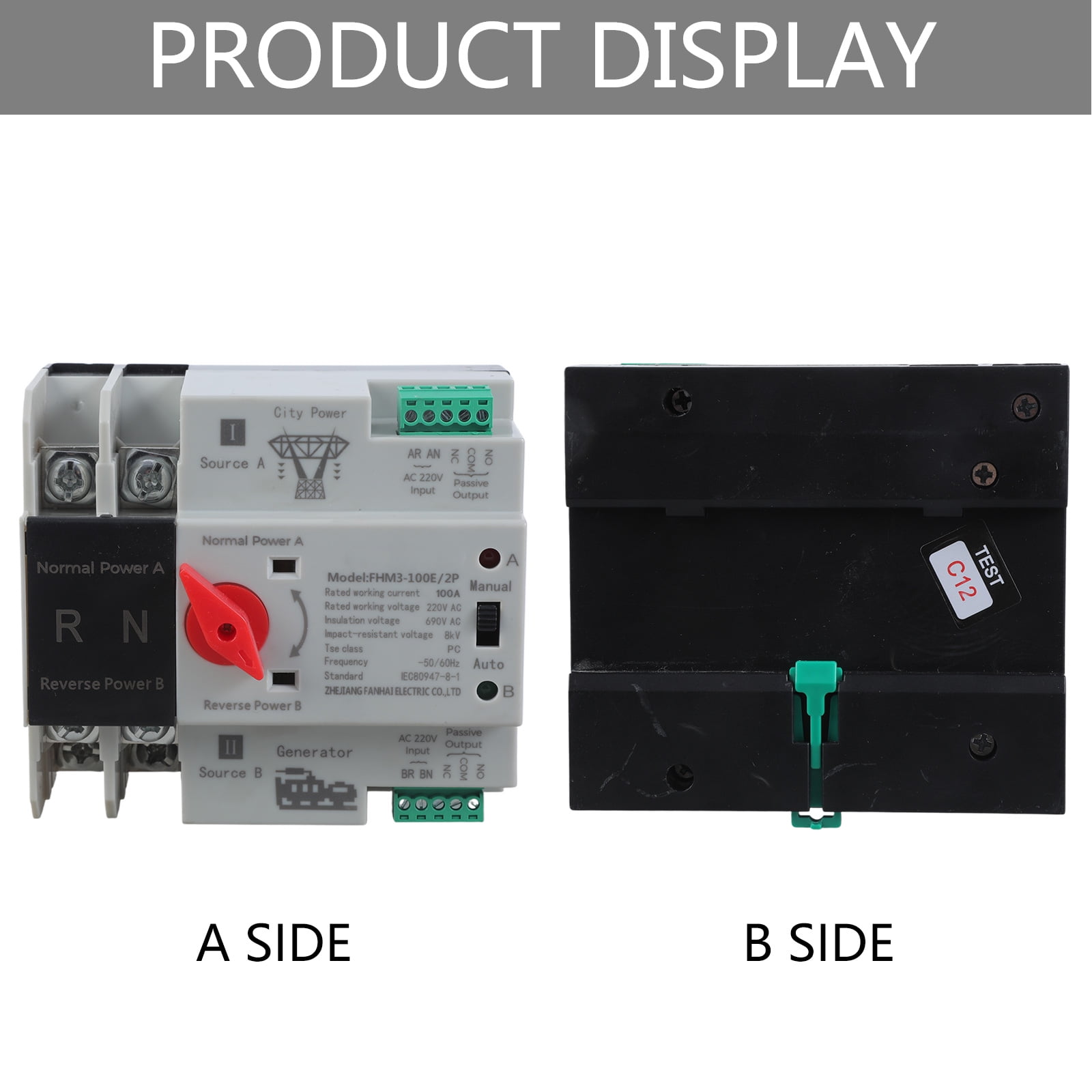 Electrical Selector Switches 2P 100A Automatic Transfer Switches Din Rails Mounted Double Power Switches for Emergencies Power