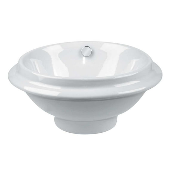 Renovators Supply Artisan Bathroom Sink 18.5 in Round White Ceramic Countertop Vessel Sink w/Overflow