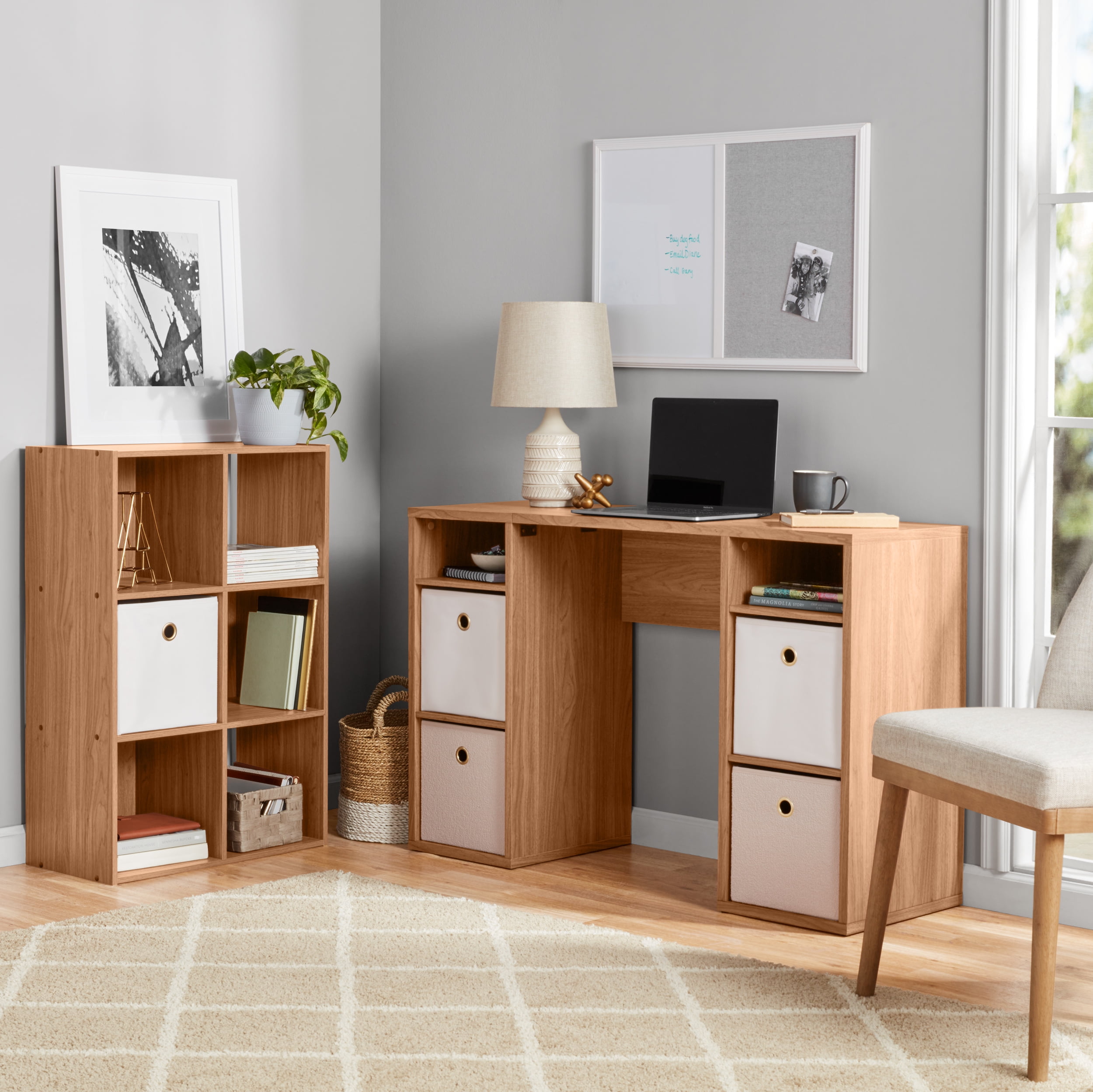 Mainstays 4Cube Storage Desk, Warm Walnut  (图3)