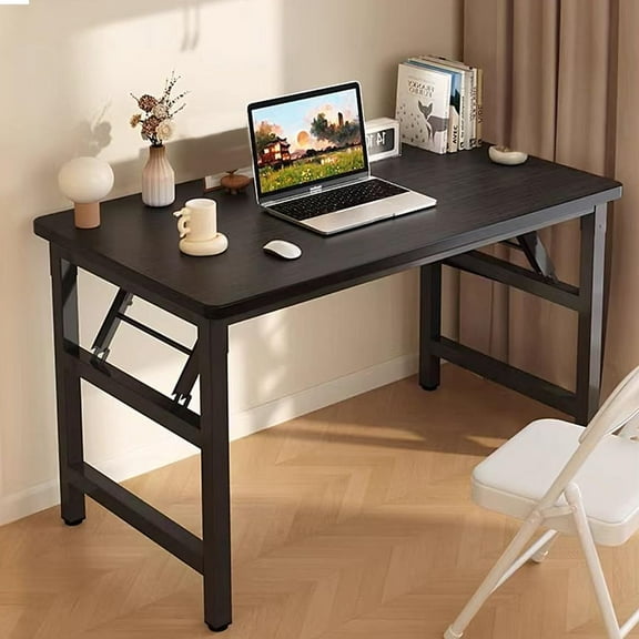 39.4 Inch Foldable Desks for Small Spaces,Foldable Desk No Assembly,Small Table for Bedroom,Black.