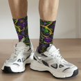 thumbnail image 6 of KLL Neon Mardi Gras Print Cool Socks Men's Women's Crew Socks Funny Crazy Novelty Stockings, 6 of 6