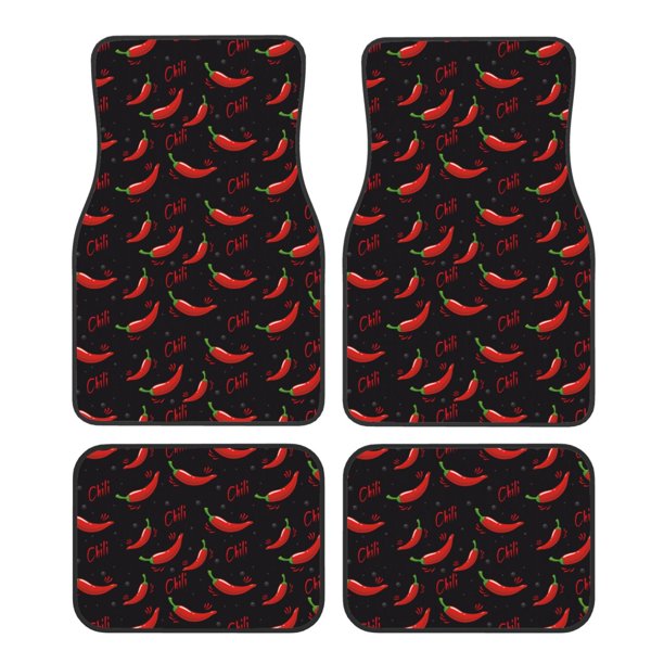 Fotbe Red Hot Chili Juego de 4 Tapetes para Auto con Estampado – Alfombrillas de Goma Reforzada, Diseño Antideslizante, Protección para Todo el Año – Vehículos, Autos, Camionetas y SUVs