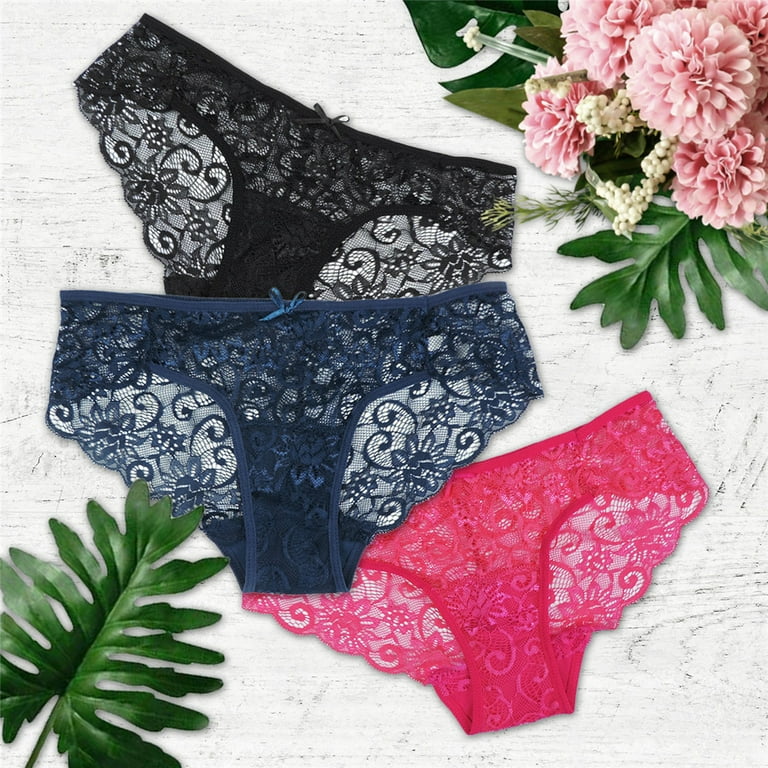 Lyacmy Sexy Lace Underwear for Women, Invisible Seamless Cotton Panties for  Women, Half Back Coverage Womens Panties Bikini, 6Pack