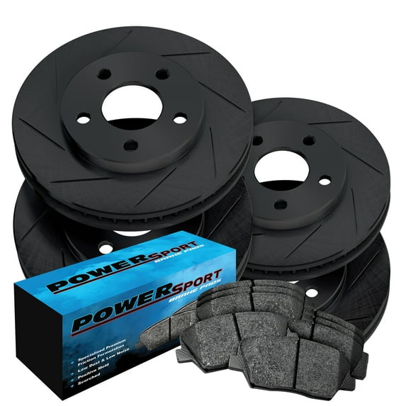 PowerSport Front Rear Brakes and Rotors Kit |Front Rear Brake Pads| Brake Rotors and Pads| Semi Metallic Brake Pads and Rotors |fits 2011-2013 Lexus IS350