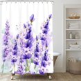 thumbnail image 3 of Lavender Shower Curtain, Purple Lavender Floral Shower Curtain Set, Watercolor Plant Leaves Flower Shower Curtains for Bathroom, Waterproof Fabric with 12 Hooks, 72 x 72 Inches, 3 of 6