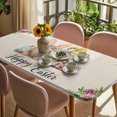 thumbnail image 3 of Easter Gnomes Table Cloths for 5 Foot Rectangle Tables, Spring Floral Colorful Eggs Leaves Beige Patio Waterproof Elastic Fitted Tablecloths, Washable Rectangular Table Cover for Camping, 3 of 8