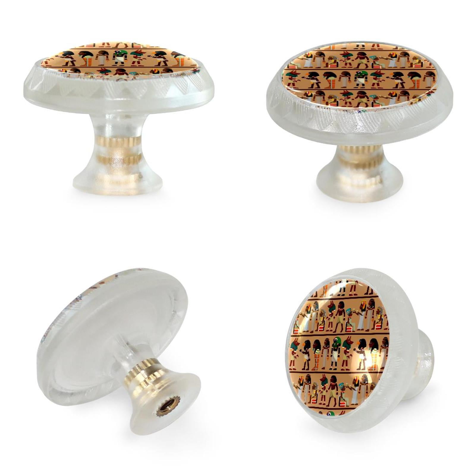 4 Pcs Egyptian Elements Transparent Knobs for Kitchen Cupboard