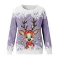 thumbnail image 4 of WEAIXIMIUNG Chandails Courts pour Femmes Chandails de Noël Tendance pour Femmes Mode Adolescentes Chandail à Manches Longues Col Rond Mignon Renne Graphique Chemises de Noël (4), 4 of 4