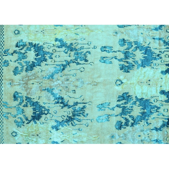 Ahgly Company Indoor Rectangle Abstract Light Blue Modern Area Rugs, 8' x 12'