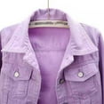 thumbnail image 4 of YDFCWXW Women's 3/4 Sleeve Colored Cropped Denim Jacket Light Wash Short Jean Jacket Trucker Coat Light Purple, 4XL, 4 of 7