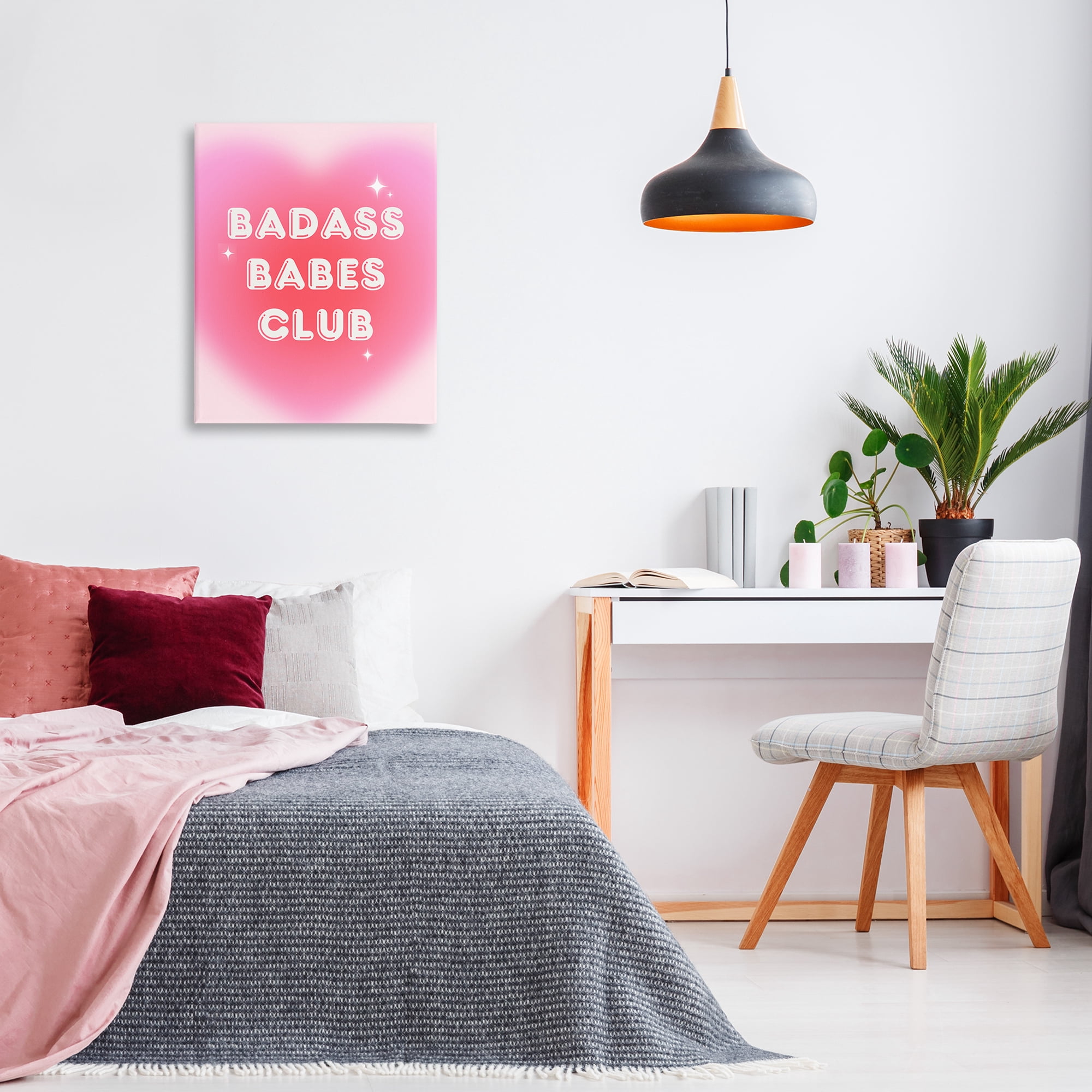 Stupell Industries Bad*ss Babes Club Text & Numbers Painting Wrapped Canvas Art Print Wall Art, 24 x 30