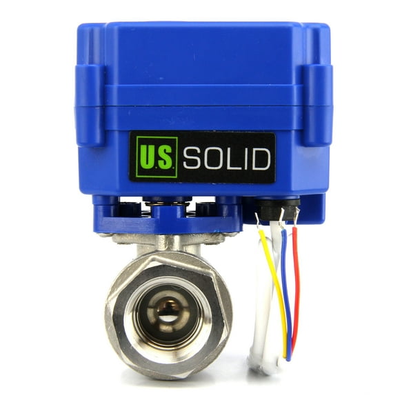 U.S. Solid Valve à Bille Motorisée - Valve à Bille Électrique en Acier Inoxydable 3/4 Pouces avec Port Complet, Installation AC/DC 9-24V et 3 Fils
