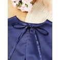 thumbnail image 6 of YONGHS Kids Girls Long Sleeve Stain Bolero Shrugs Lace-up Cardigan Wedding Bridesmaid Dress Cover Up Navy Blue 10, 6 of 7