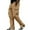 Khaki, variant on Men's American Style Flip-top Pocket Workwear Trousers, Side-drawstring Waist Tactical Cargo Pants for Hiking and Construction,Black,L